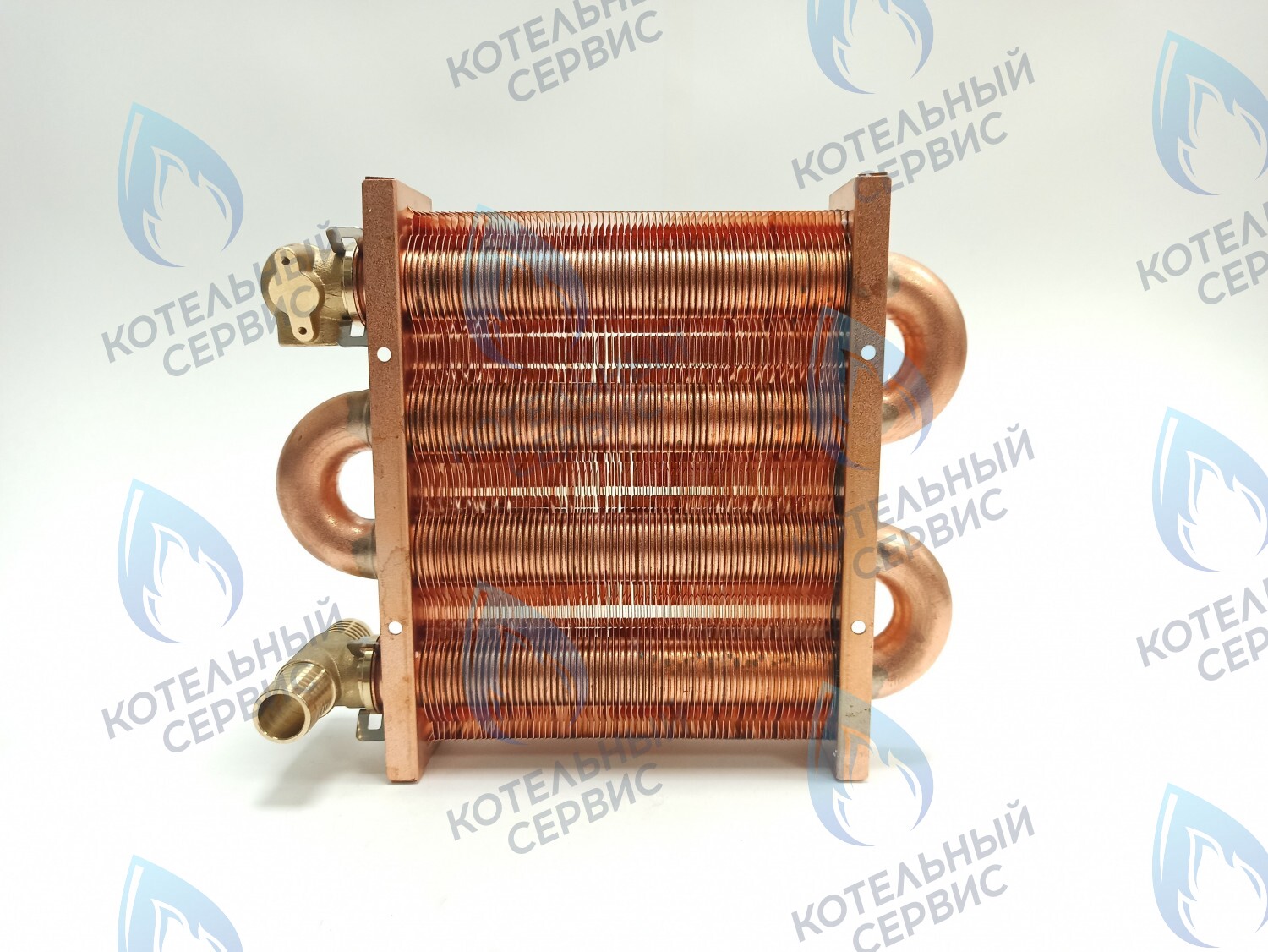 EM021-142-02-Фитинг-Комп Теплообменник первичный основной (с фитингами) 142мм 67 FIN (100 HSG/ICH/MSC) DAEWOO в Орске