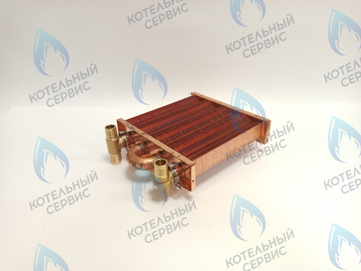 EM021-180-02-Фитинг-Комп Теплообменник отопления с фитингами (180 мм) 85 FIN (130-200 HSG/ICH/MSC)(3318108610, 3318108640) DAEWOO в Орске