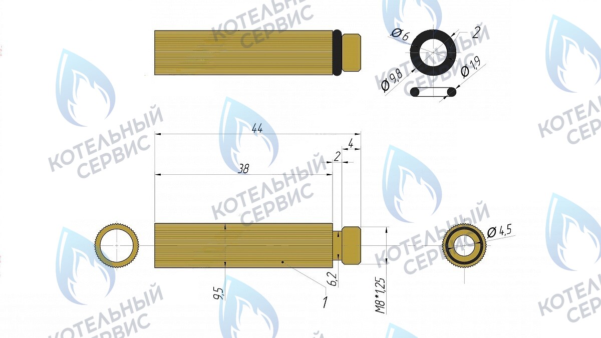 5645 Клапан аварийного давления L=44мм M8x1,25 в Орске